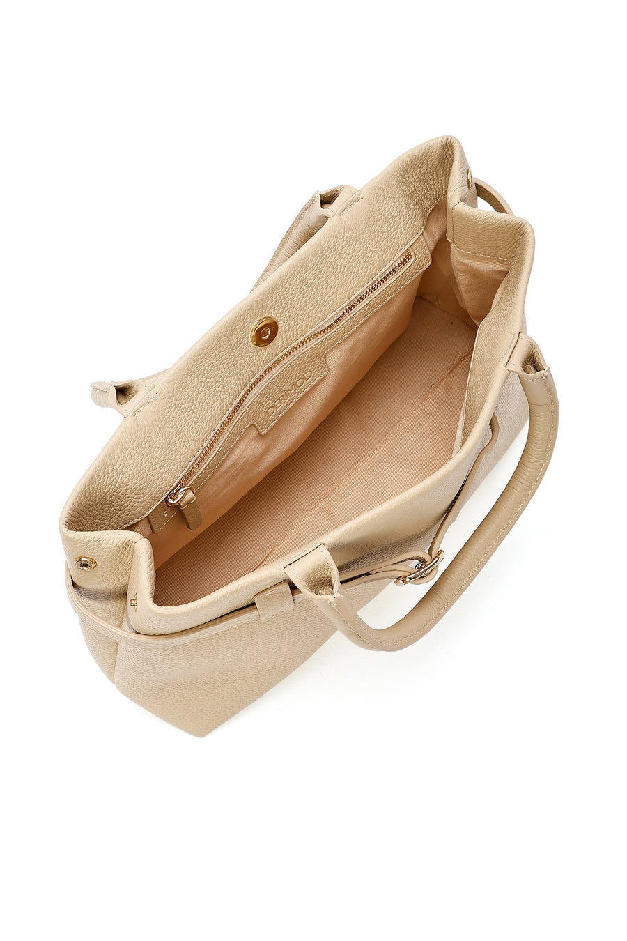 Women's Beige Leather Classic Handbag