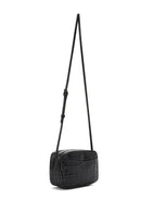 Women's Black Printed Mini Leather Crossbody Bag | Derimod