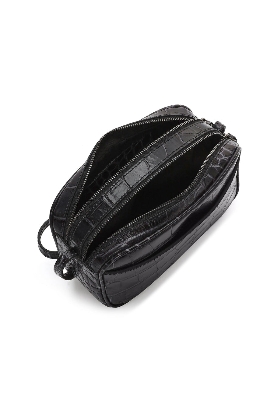 Women's Black Printed Mini Leather Crossbody Bag