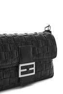 Women's Black Knitted Patterned Long Strap Shoulder Bag | Derimod