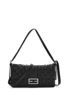Women's Black Knitted Patterned Long Strap Shoulder Bag | Derimod