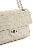 Women's Cream Braided Chain Strap Shoulder Bag | Derimod
