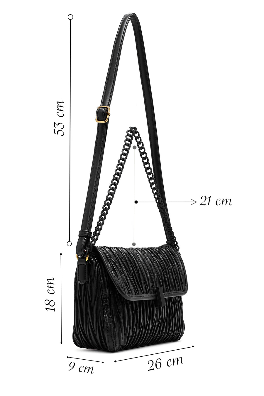 Women's Black Long Strap Crossbody Bag
