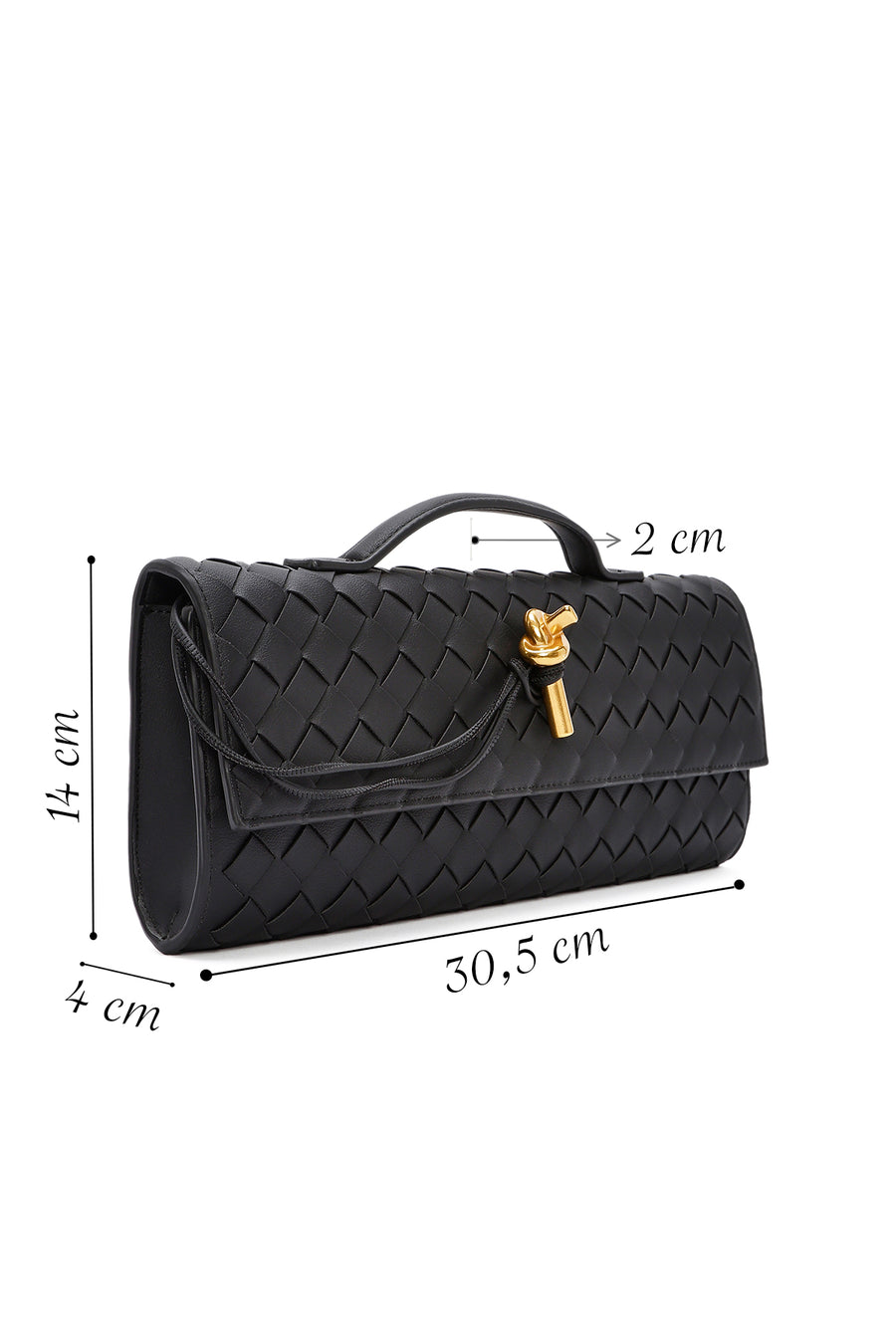 Women's Black Braided Mini Clutch Bag