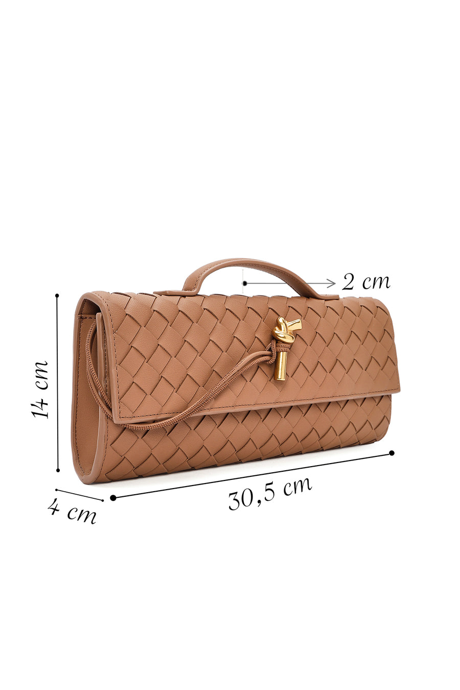 Women's Brown Braided Mini Clutch Bag