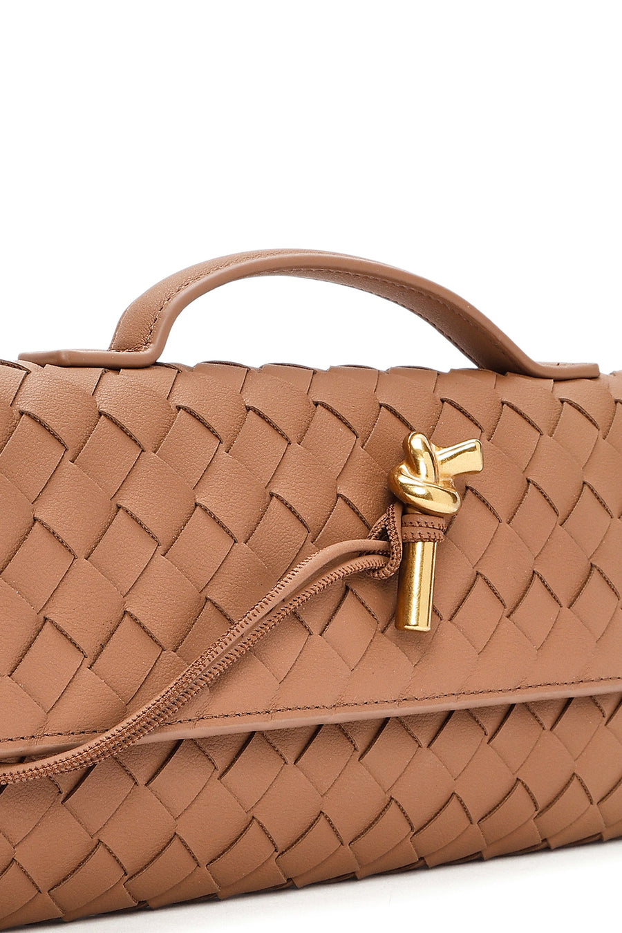 Women's Brown Braided Mini Clutch Bag