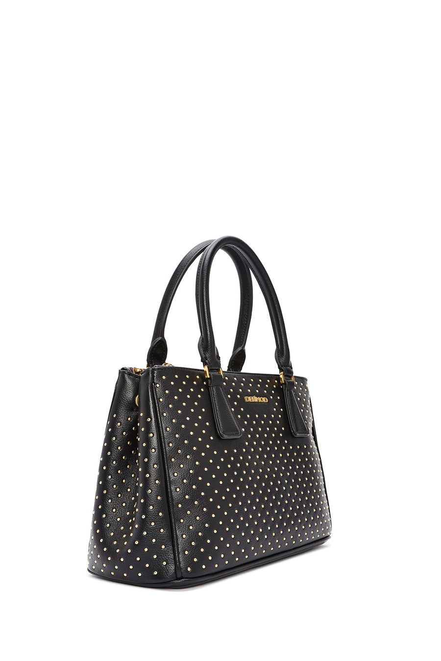 Women's Black Long Strap Stoned Classic Shoulder Bag