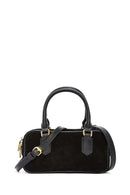Women's Black Long Strap Suede Leather Mini Handbag | Derimod