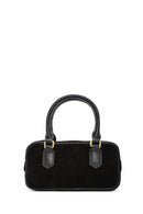 Women's Black Long Strap Suede Leather Mini Handbag | Derimod