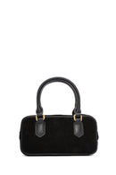Women's Black Long Strap Suede Leather Mini Handbag | Derimod