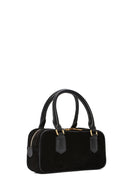 Women's Black Long Strap Suede Leather Mini Handbag | Derimod