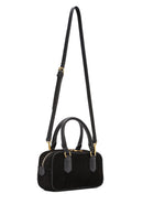 Women's Black Long Strap Suede Leather Mini Handbag | Derimod