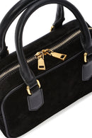 Women's Black Long Strap Suede Leather Mini Handbag | Derimod