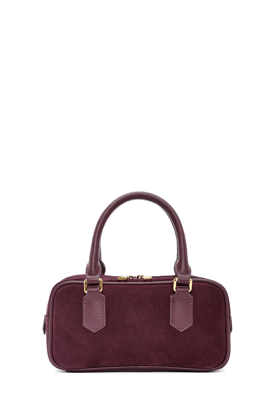 Women's Burgundy Long Strap Suede Leather Mini Handbag