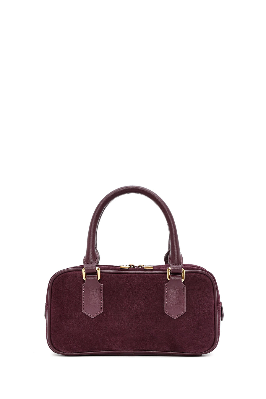 Women's Burgundy Long Strap Suede Leather Mini Handbag