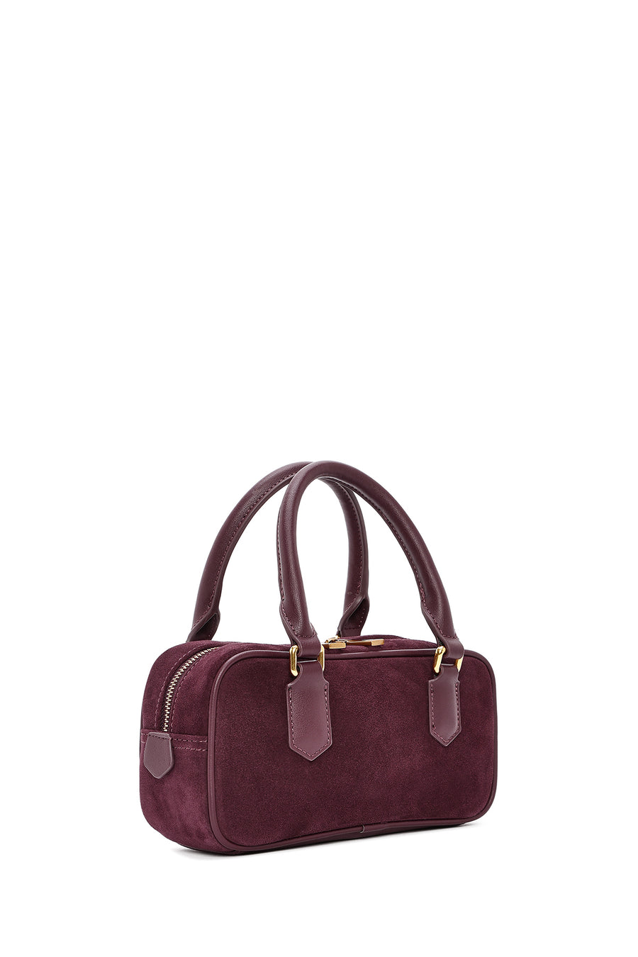 Women's Burgundy Long Strap Suede Leather Mini Handbag
