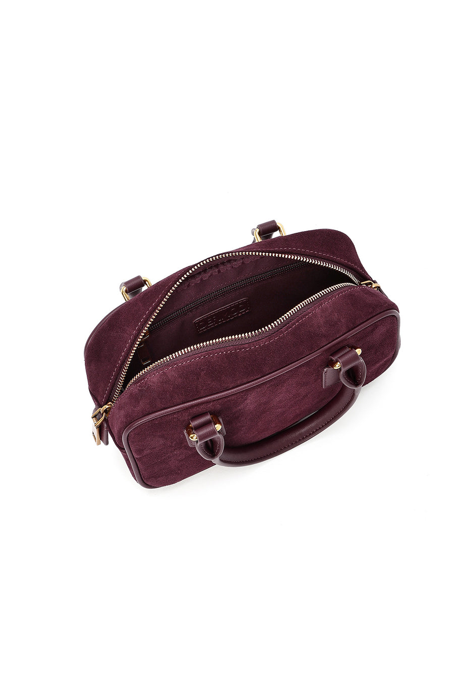 Women's Burgundy Long Strap Suede Leather Mini Handbag