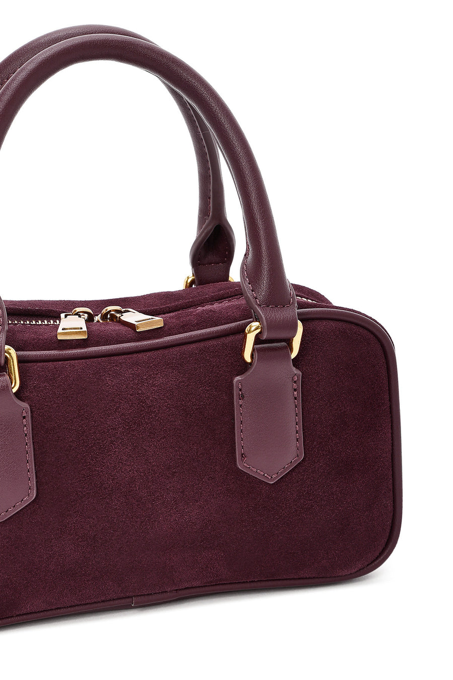 Women's Burgundy Long Strap Suede Leather Mini Handbag