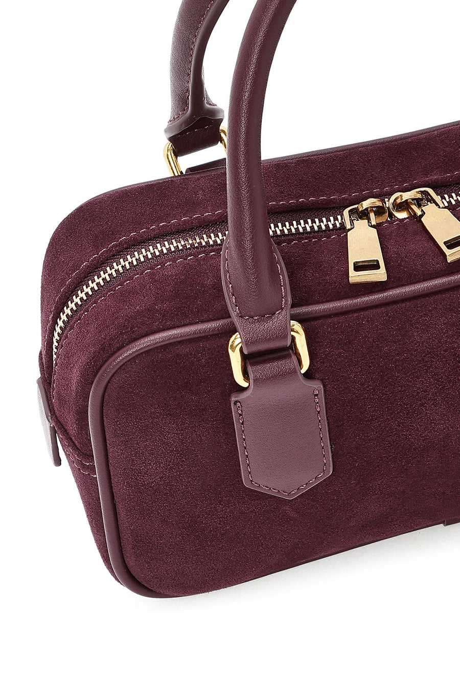 Women's Burgundy Long Strap Suede Leather Mini Handbag