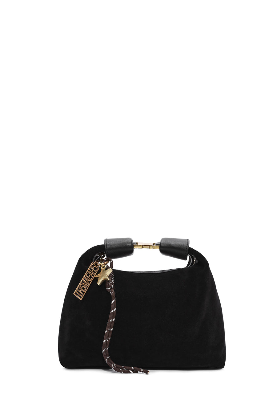 Women's Black Long Strap Suede Leather Mini Handbag