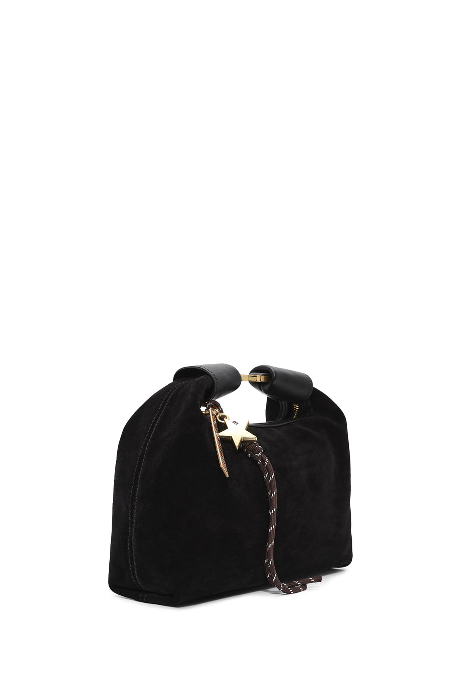 Women's Black Long Strap Suede Leather Mini Handbag
