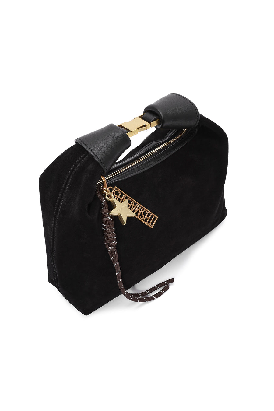 Women's Black Long Strap Suede Leather Mini Handbag