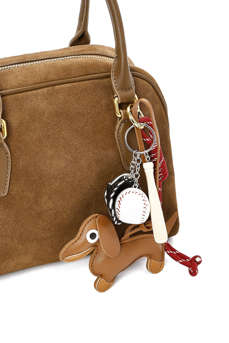 Women's Brown Long Strap Accessory Suede Leather Handbag