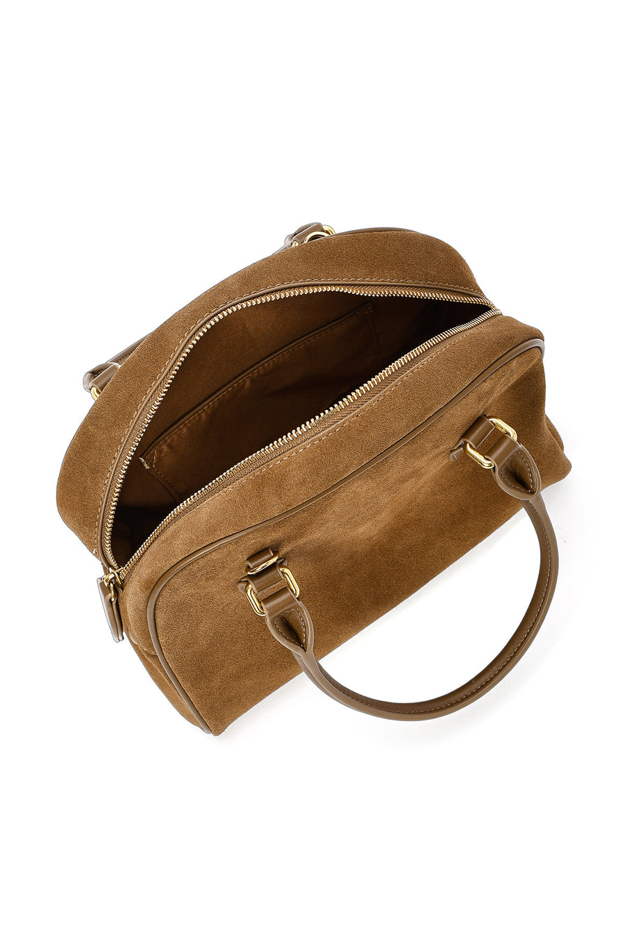 Women's Brown Long Strap Accessory Suede Leather Handbag