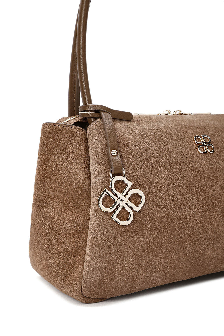 Women's Tan Suede Leather Shoulder Bag