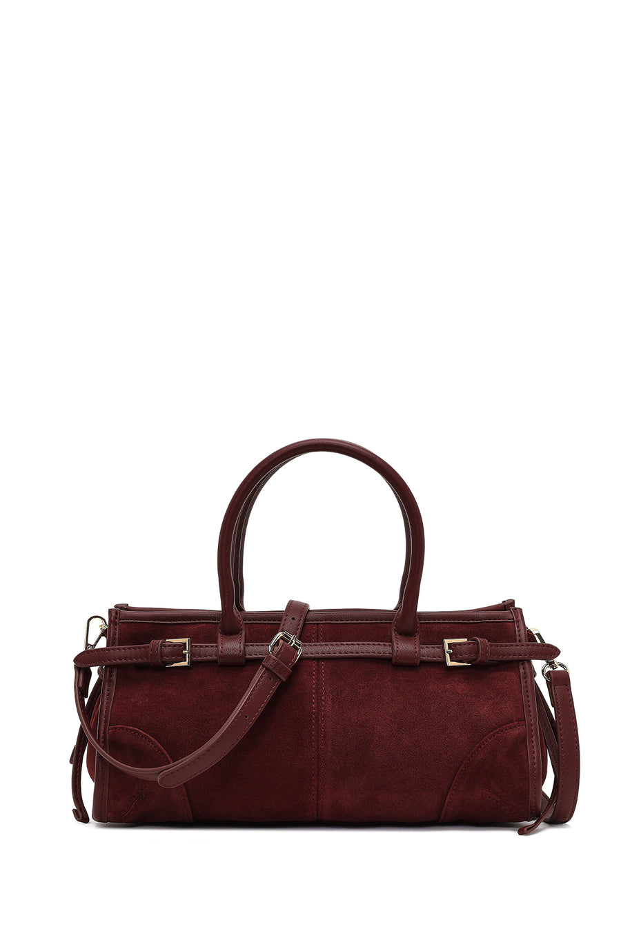 Women's Claret Red Long Strap Suede Leather Handbag 24WBD259610 | Derimod