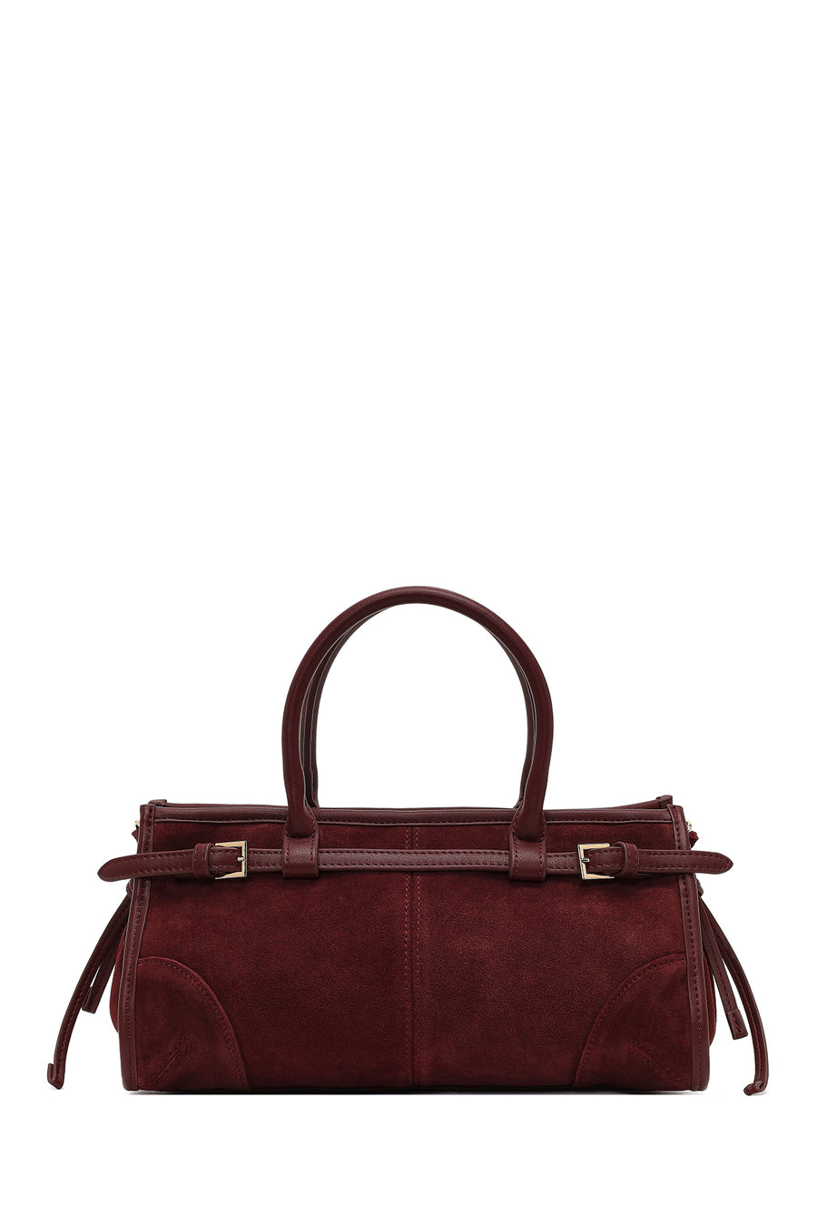 Women's Claret Red Long Strap Suede Leather Handbag