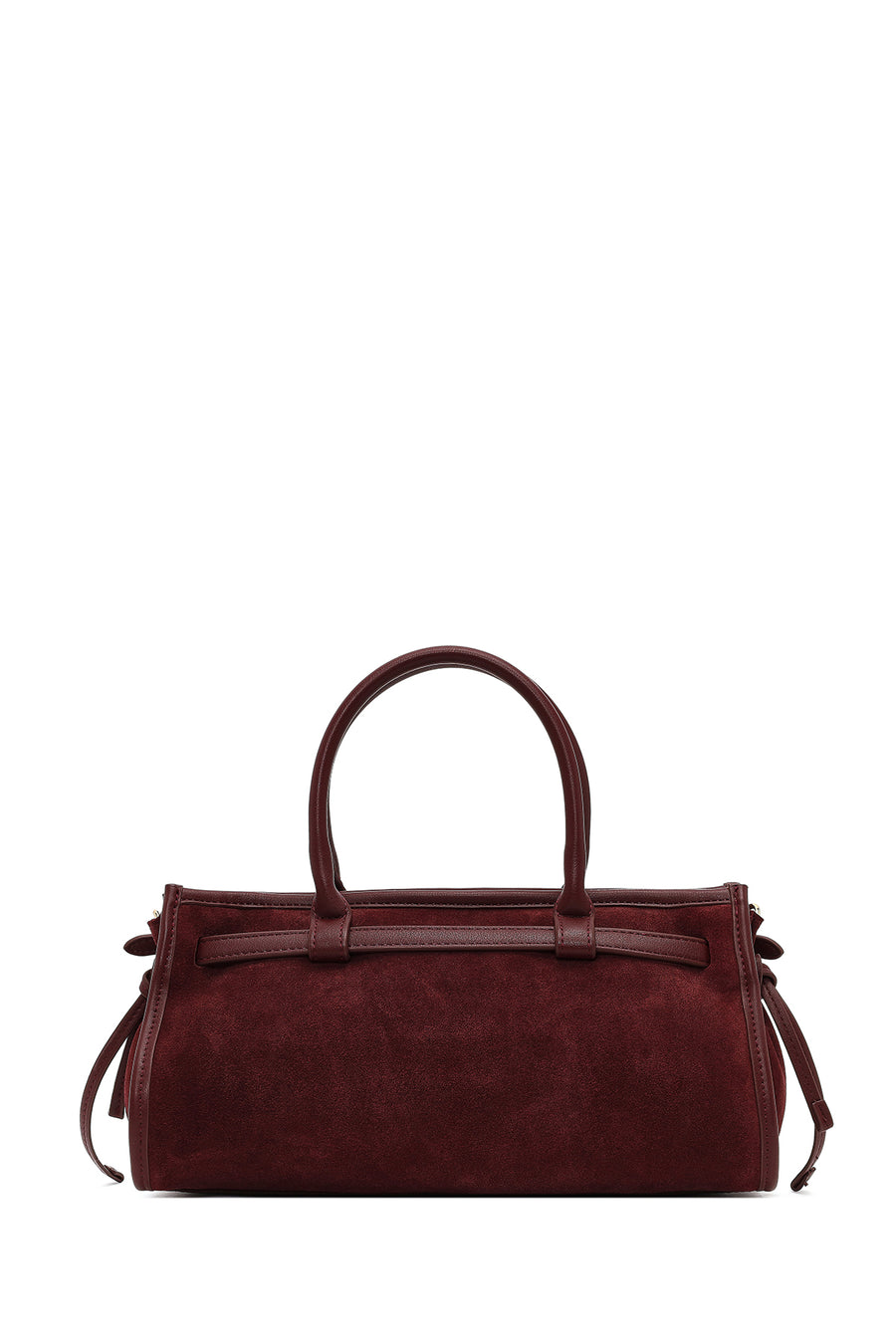 Women's Claret Red Long Strap Suede Leather Handbag