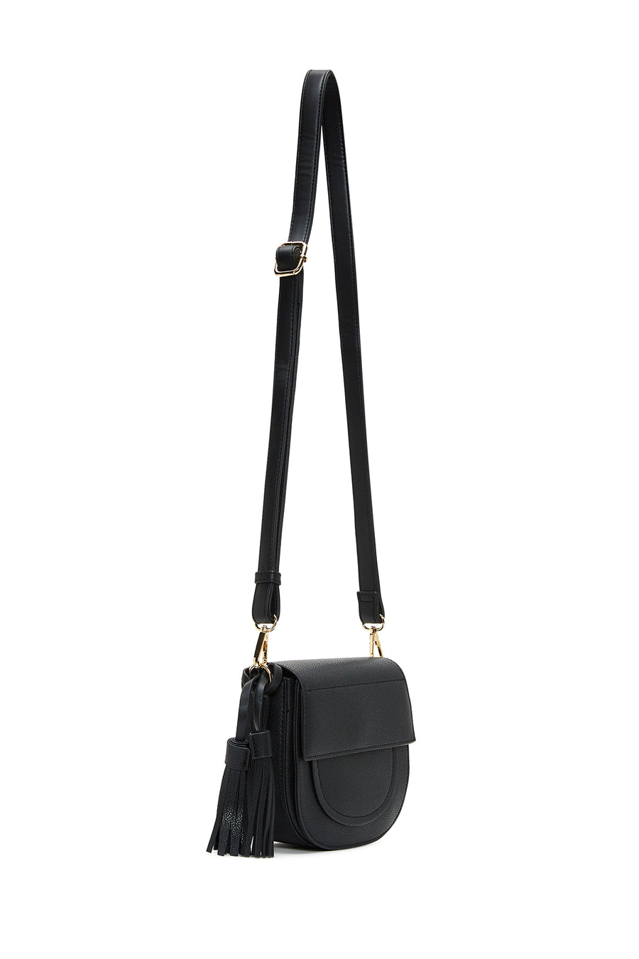 Women's Black Long Strap Shoulder Bag with Accessories