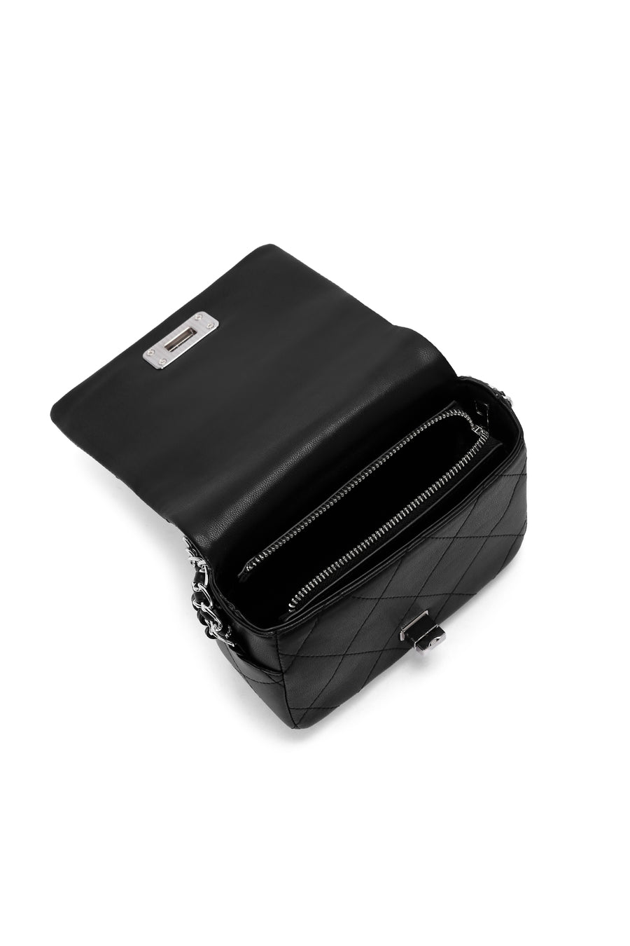 Women's Black Chain Strap Quilted Mini Crossbody Bag