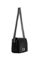 Women's Black Chain Strap Quilted Mini Crossbody Bag | Derimod
