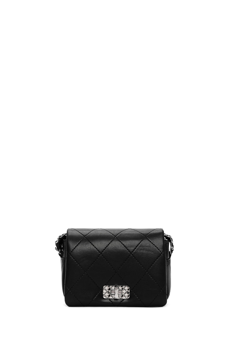 Women's Black Chain Strap Quilted Mini Crossbody Bag