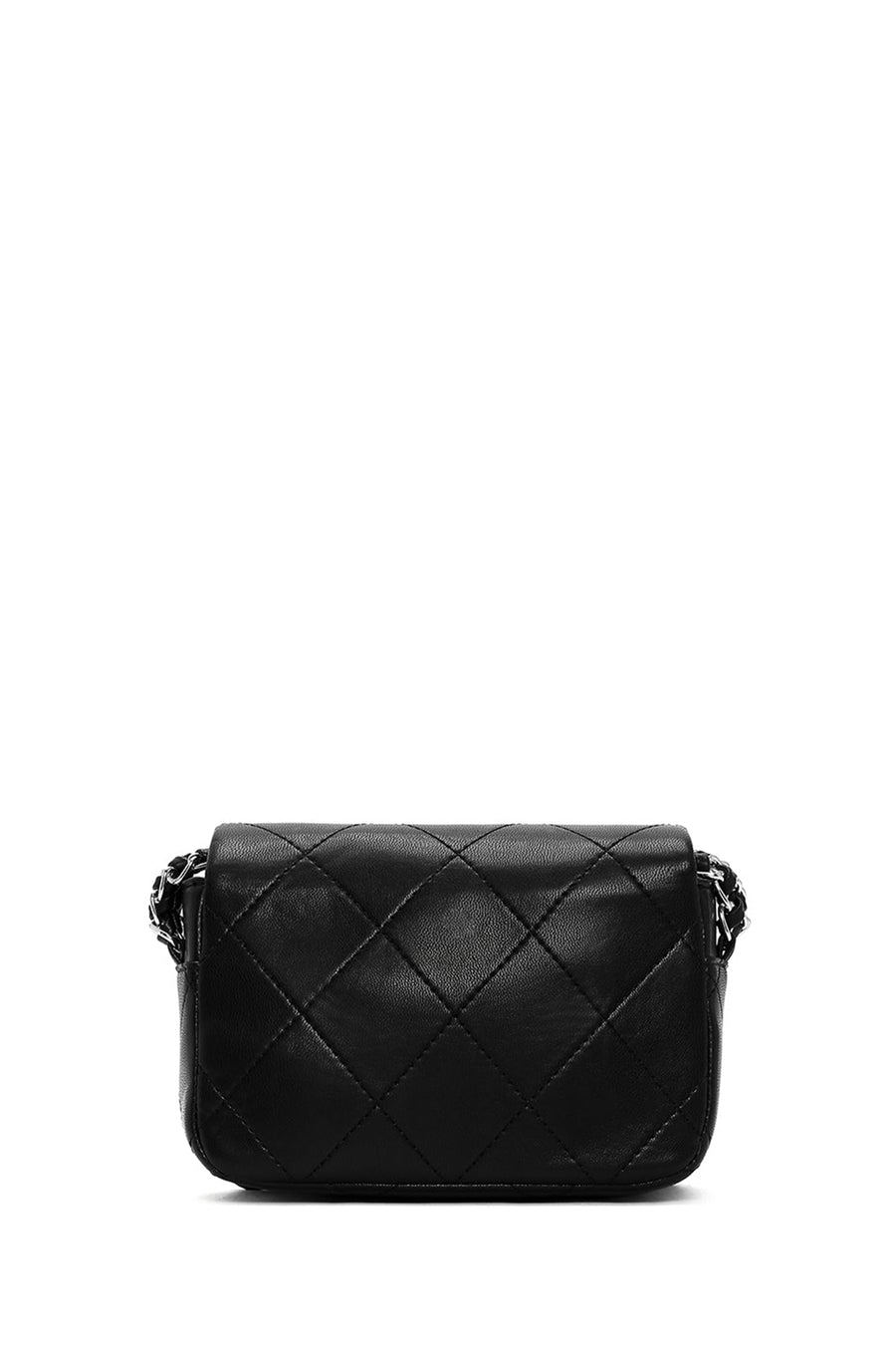 Women's Black Chain Strap Quilted Mini Crossbody Bag