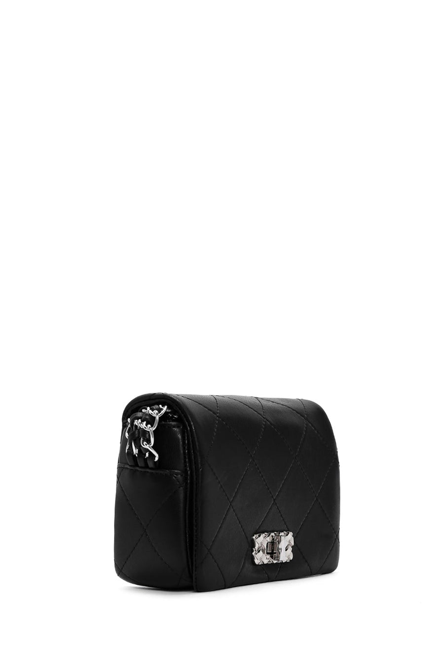 Women's Black Chain Strap Quilted Mini Crossbody Bag