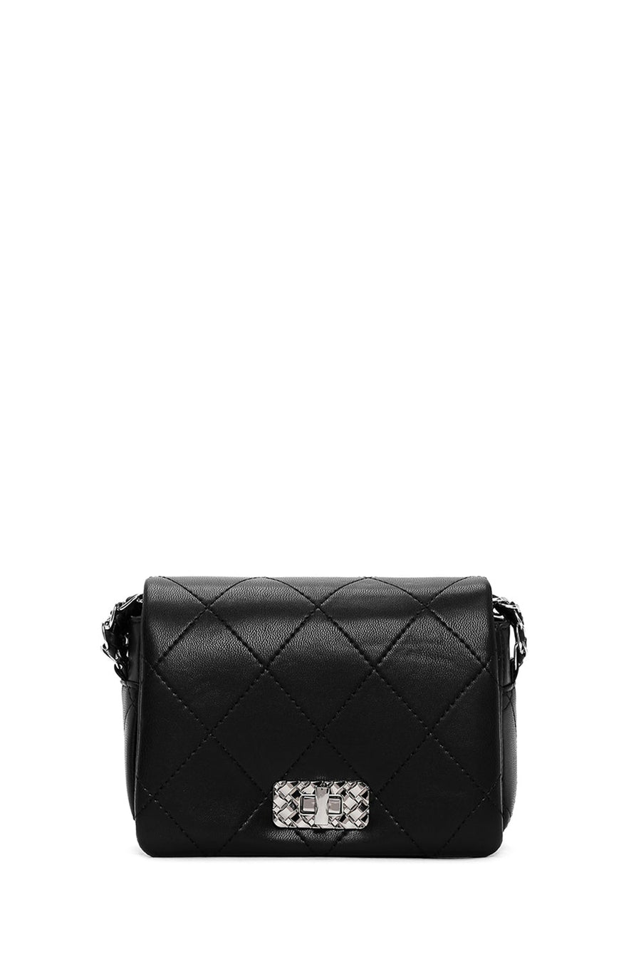 Women's Black Chain Strap Quilted Mini Crossbody Bag