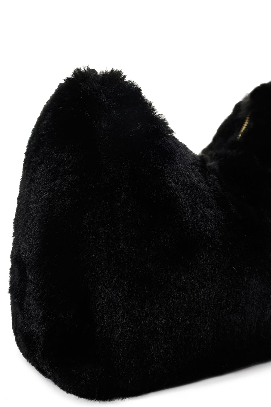 Kadın Siyah Uzun Askılı Peluş Omuz Çantası