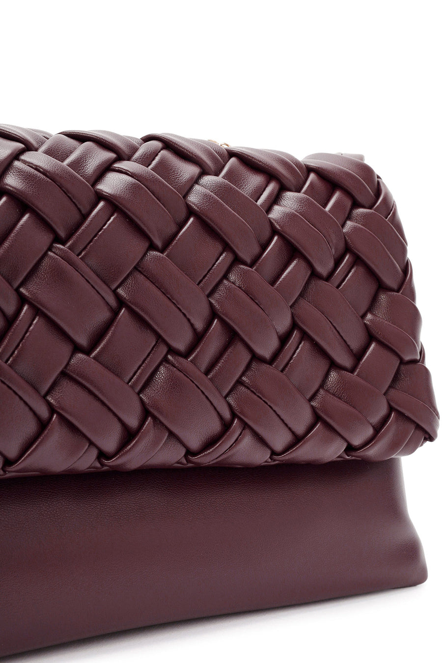Women's Burgundy Long Chain Strap Braided Crossbody Bag