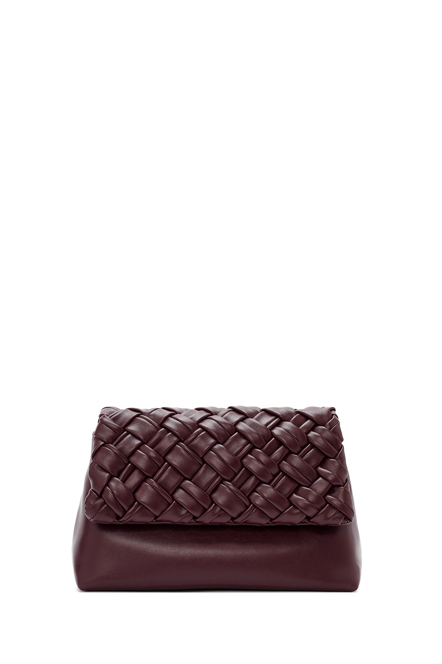 Women's Burgundy Long Chain Strap Braided Crossbody Bag