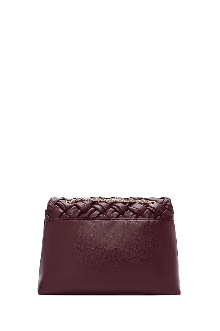 Women's Burgundy Long Chain Strap Braided Crossbody Bag