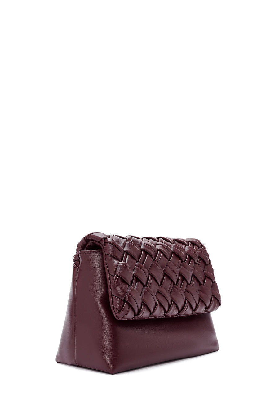 Women's Burgundy Long Chain Strap Braided Crossbody Bag