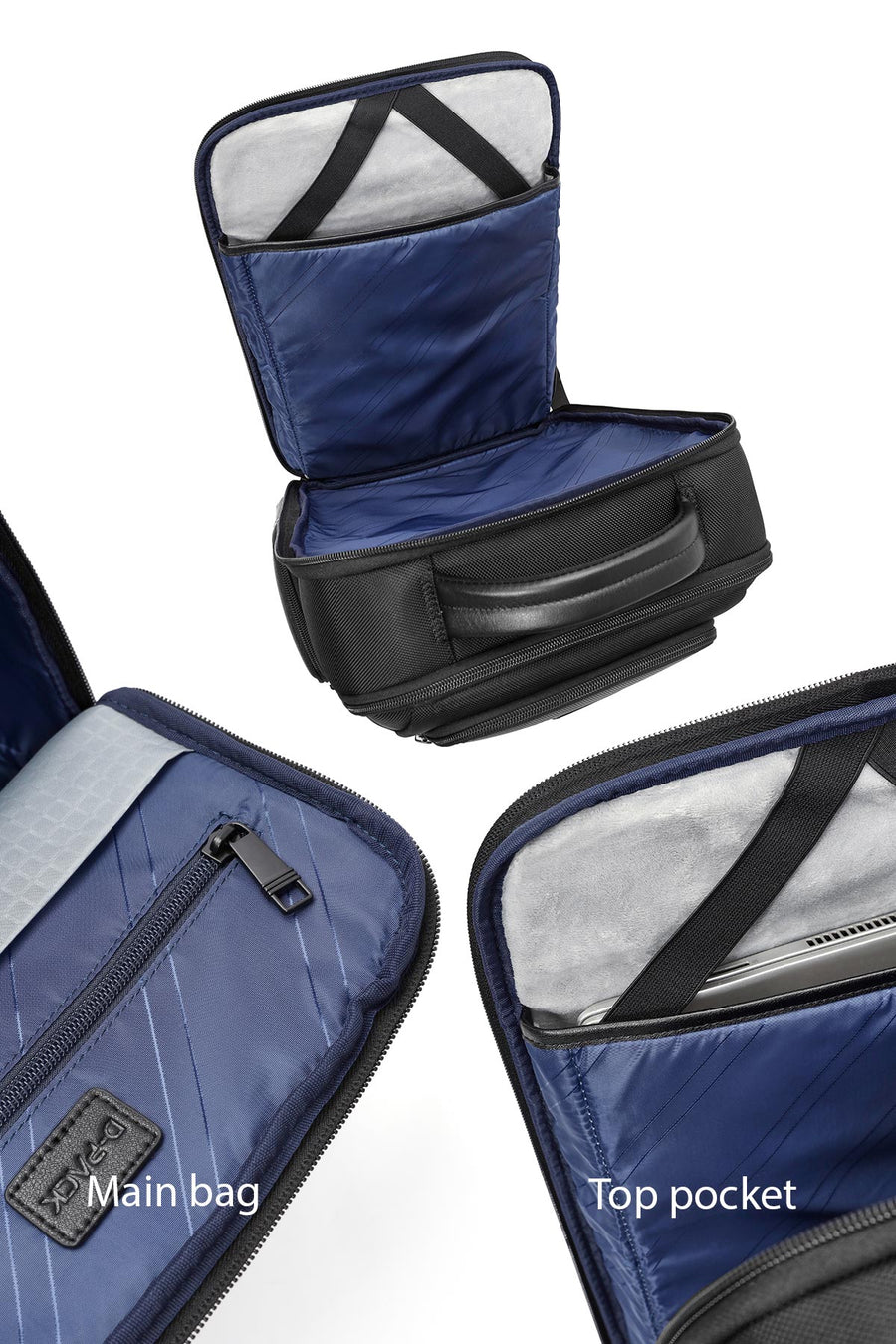 D-Pack Unisex Black Fabric Backpack