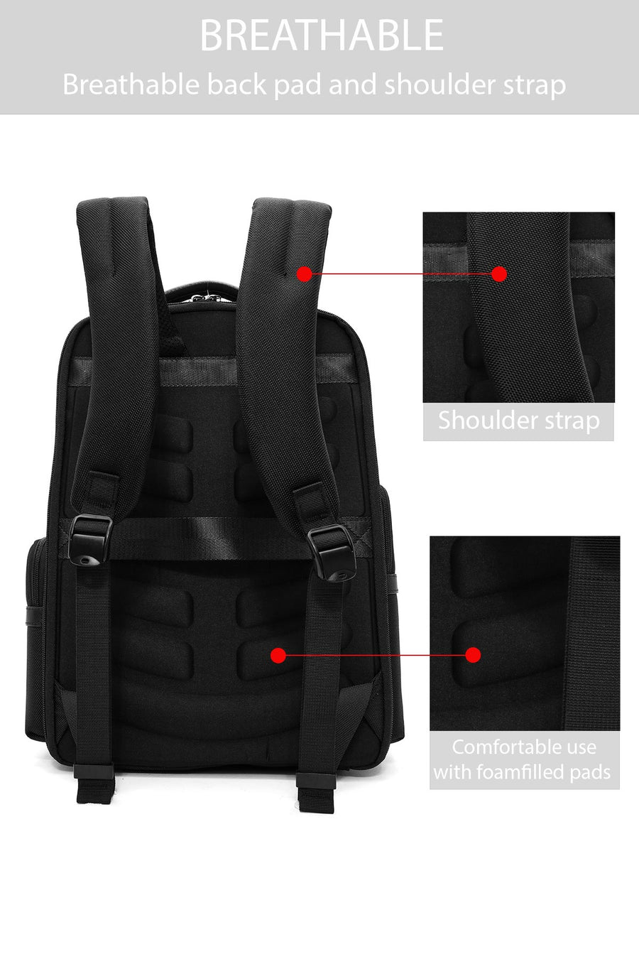 D-Pack Unisex Black Fabric Backpack
