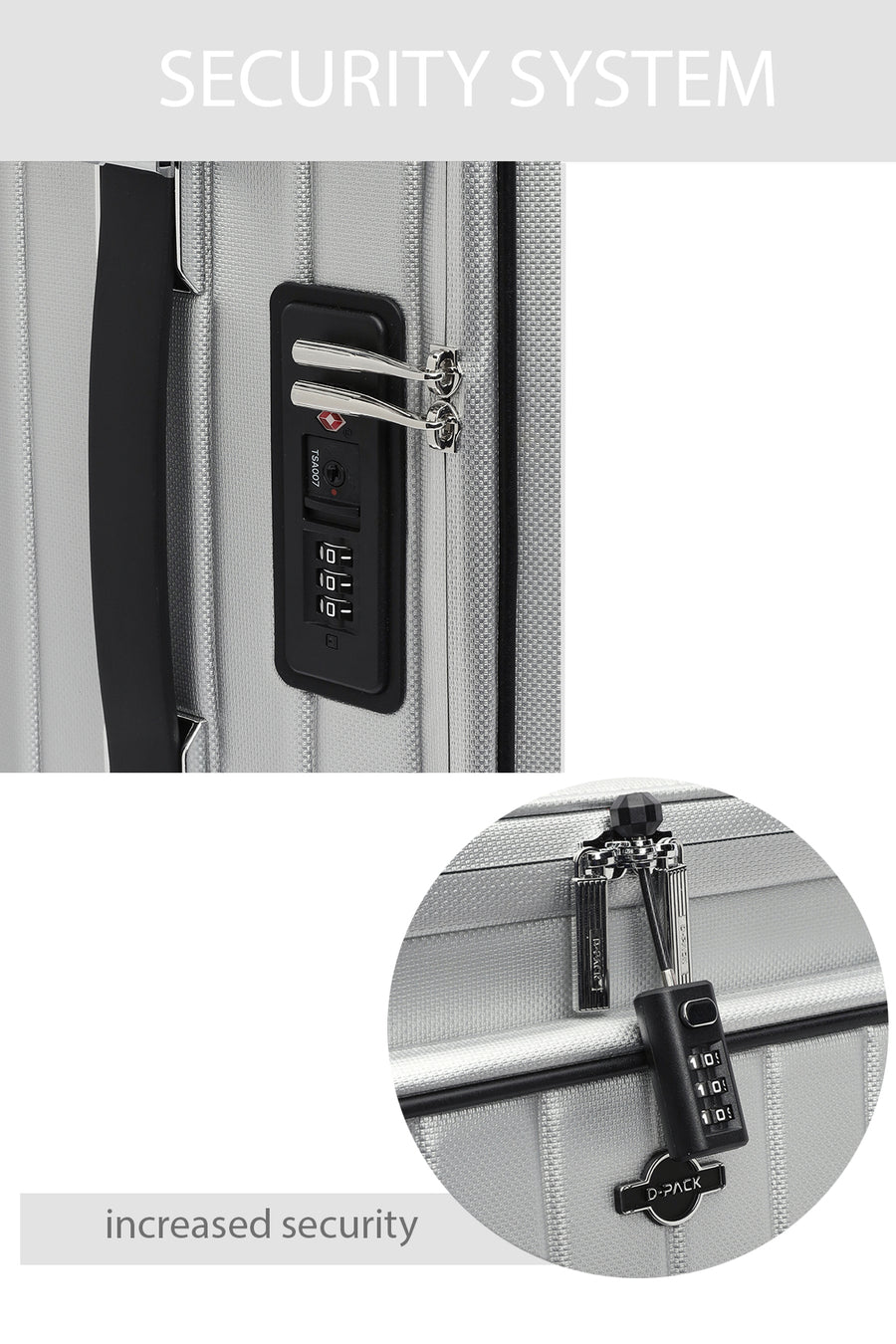D-Pack Unisex Gray Cabin Size Suitcase
