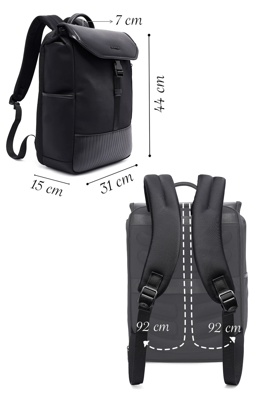 D-Pack Unisex Black Leather Backpack