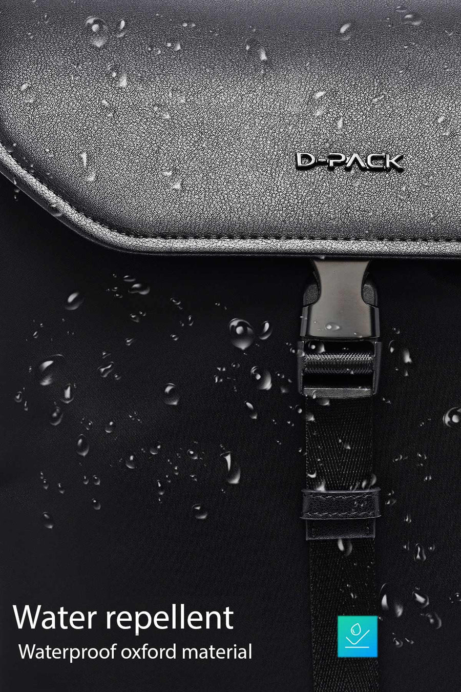 D-Pack Unisex Black Leather Backpack
