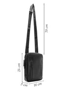 Men's Black Leather Messenger Bag | Derimod